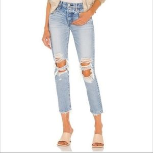 MOUSSY MAY TAPERED DISTRESSED JEANS 26